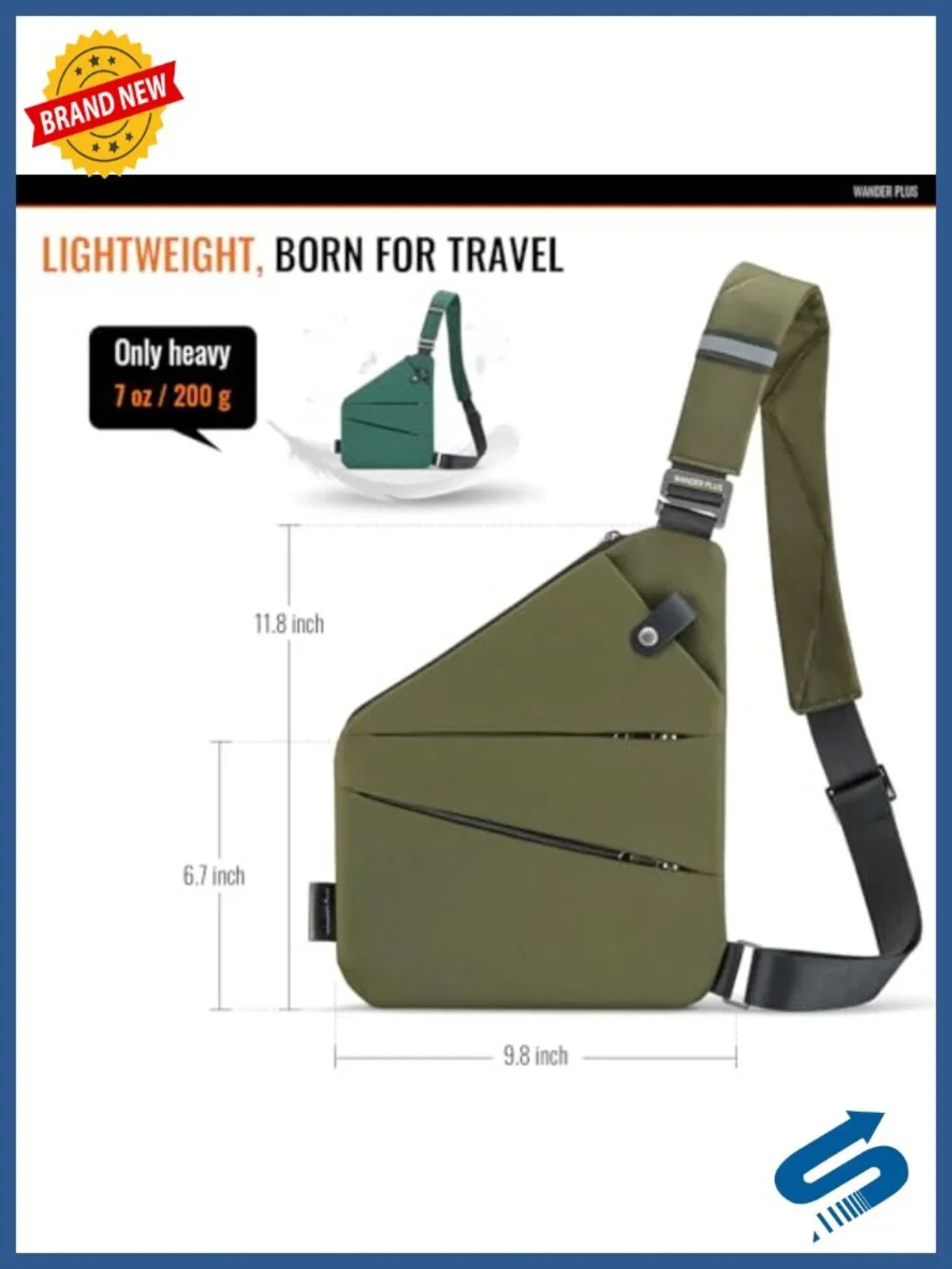 Anti Theft Crossbody Travel Bag for Women Men Multi-Pocket Sling Bag Nylon